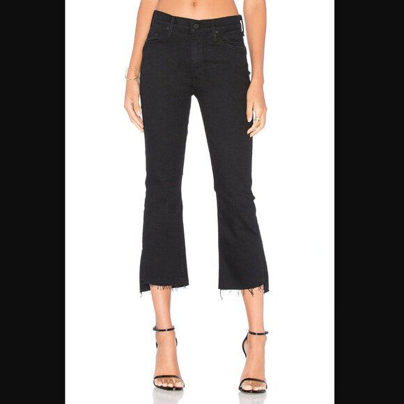MOTHER Black Insider Mid-Rise Crop Step Fray Jeans in Not Guilty Size 28 - Picture 2 of 8